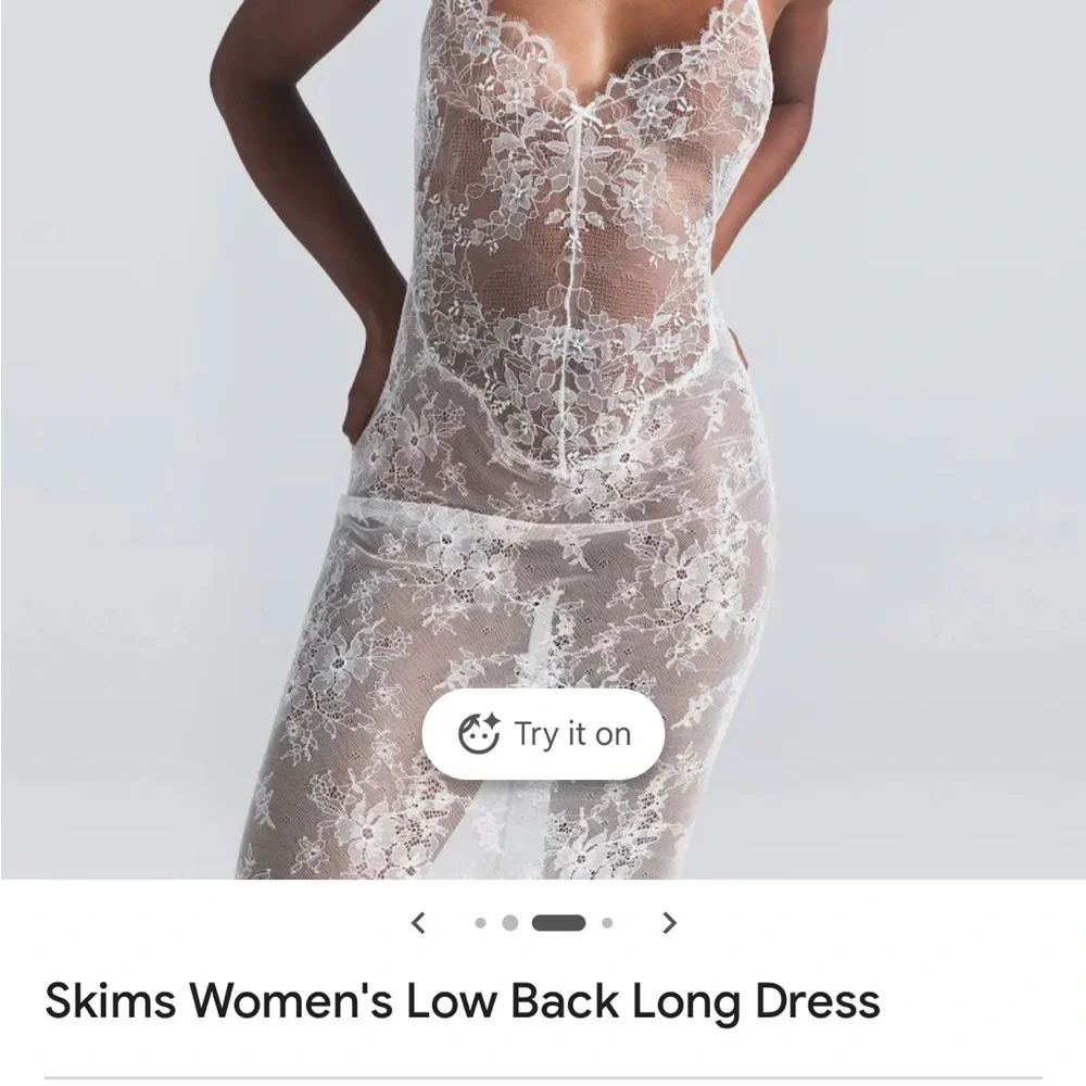 SKIMS White Lace Low-Back Maxi Dress - Picture 3 of 6